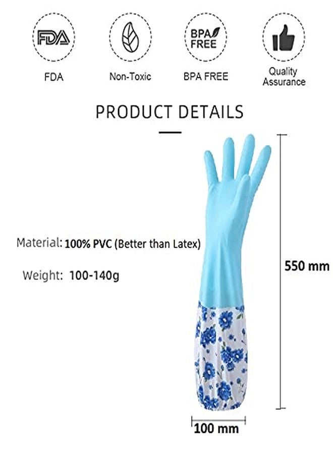 MobFest Reusable Non-Toxic PVC Kitchen Warm Gloves with Inner Cotton Fleece Lining for Washing Cleaning Household Purpose - for Winters Use for Home and Hotel 2 Pair - Image 2